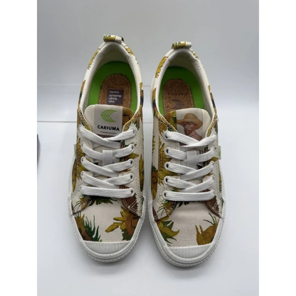 Cariuma OCA Low X Van Gogh Sunflower Organic Canvas Sneakers US Women's 7